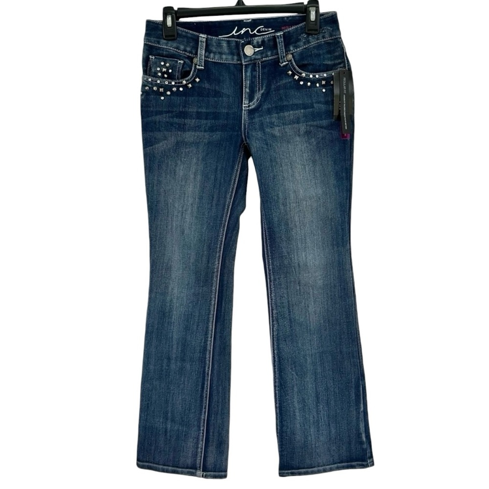 INC DENIM Indigo Blue Regular Fit Boot Leg NEW Jeans 4P